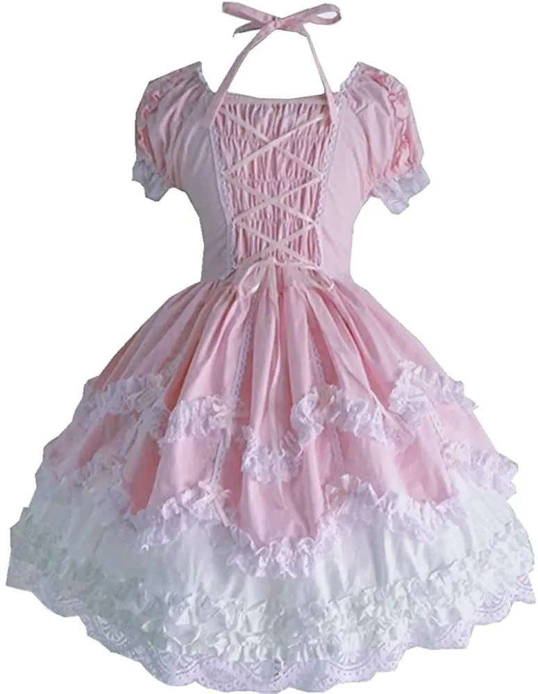 

Women Sweet Lolita Dress Princess Cosplay Costumes Lace Layers Maid Gothic Lolita Pink Dress Women Victorian Blue Lolita Dress