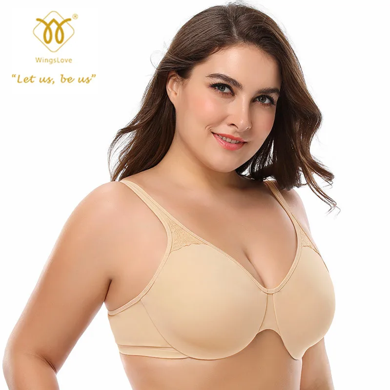 WingsLove Women Minimizer Bra Plus Size Full Coverage Bralette