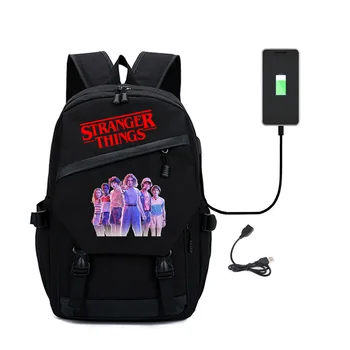 

Stranger Things Canvas Bags Backpack USB Charge Student Backpack School Bag Teenager Backpack Strange Things Bags Men Women