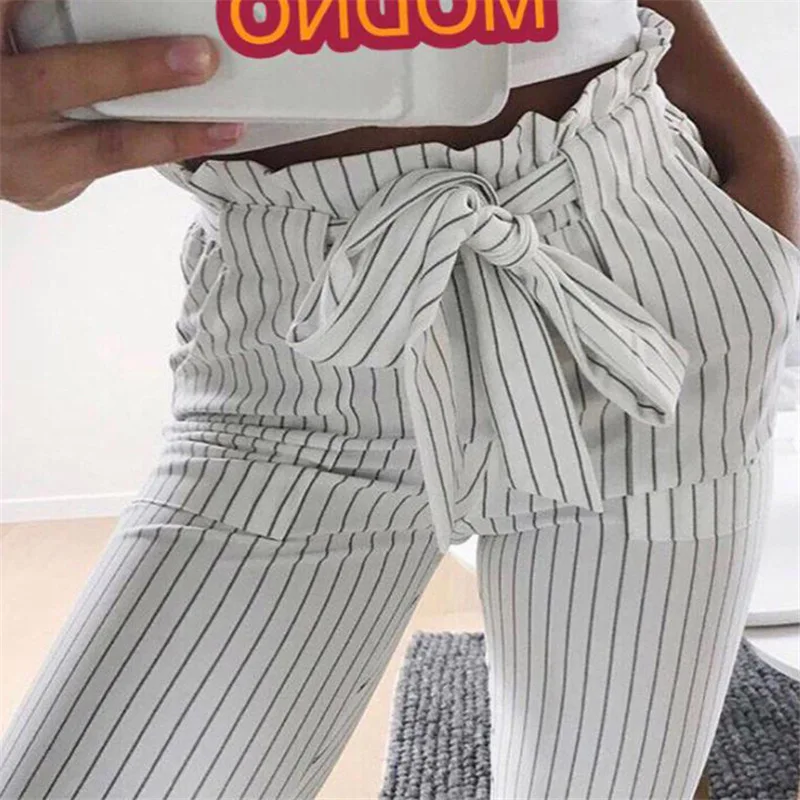 Новинка 2019 года; сезон весна; Стильные повседневные штаны в полоску; AliExpress EBay