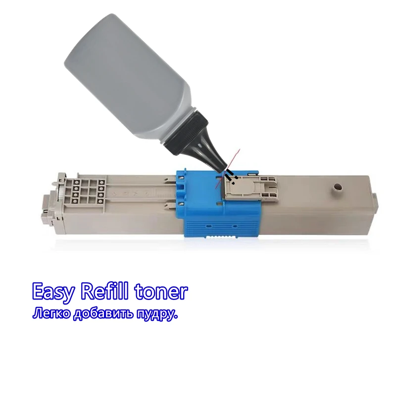 Cartucho em pó Compatível para Oki Impressora a Laser Gratemate Estrelas Recarga Toner C811 C831 C841 Mc843 Mc863 Mc883 5 Cor - Imagem 2