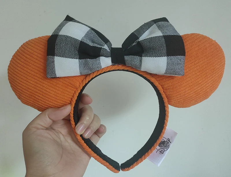 

2021, повязка на голову с ушками Disney, черный, белый, вельветовый