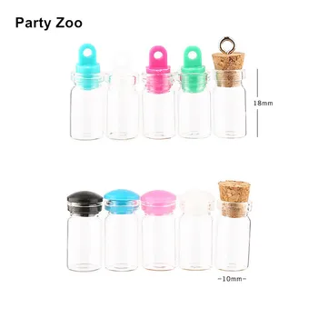 

3000 x 0.5ml Mini Clear Glass Bottles with Colorful Plastic Pendent Top & Silicone Insert 10*18mm Cork Draft Vials Wholesale