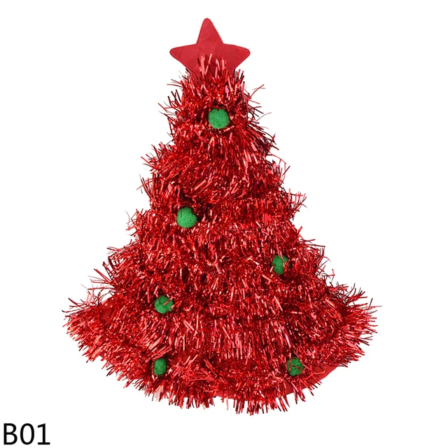 Foil Tinsel Christmas Tree Hat 