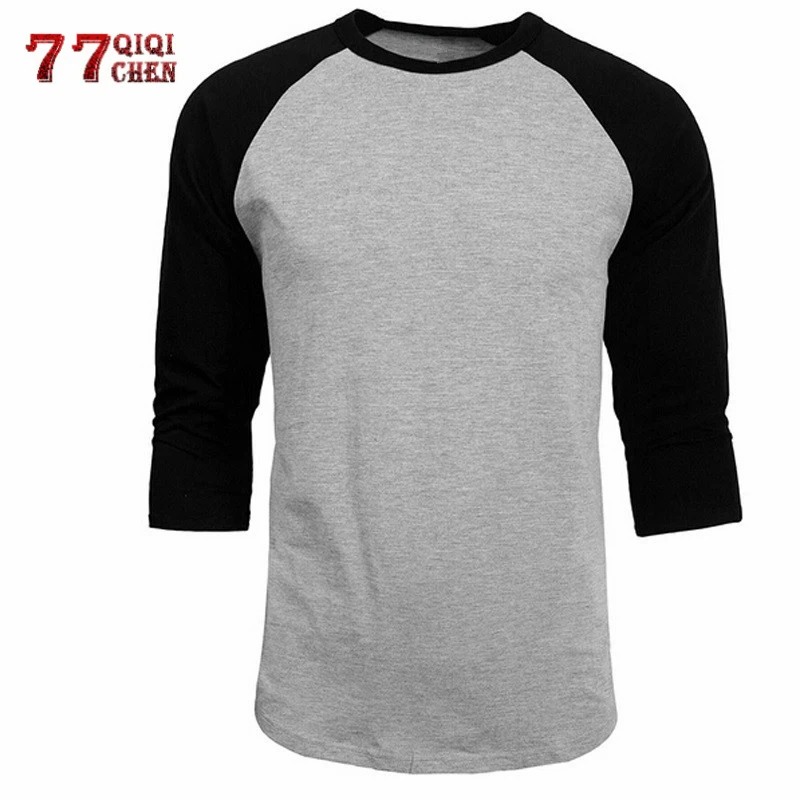 

T Shirt Men 2020 Spring Summer Casual O-Neck Slim Fit 3/4 Sleeve Tops Tees Streetwear Cotton Baseball Raglan Jersey T-Shirt Men
