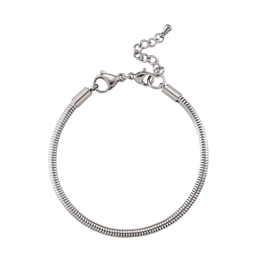 

10Pcs 304 Stainless Steel European Style Snake Chains Bracelets with Lobster Claw Clasp For DIY Jewelry Making Findings 195x3mm