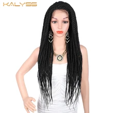 Kanyss 28 дюймов плетеные парики синтетический парик на кружеве для черных женщин Детские волосы коробка коса Парик искусственный Locs коса парик женский парик