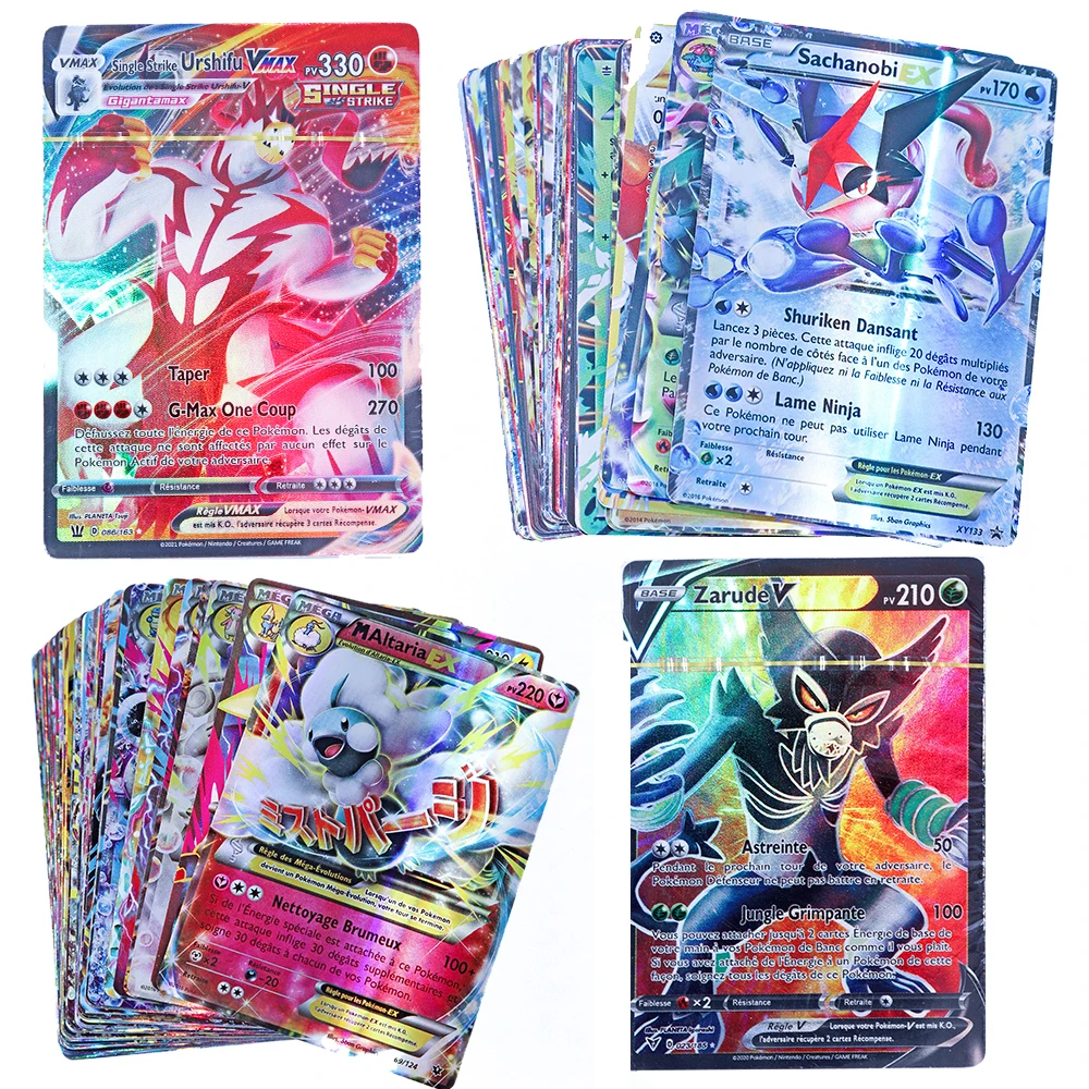 20Pcs Versione Francese Pokemon Cards V Gx Mega Tag Team Ex Game Battle Card