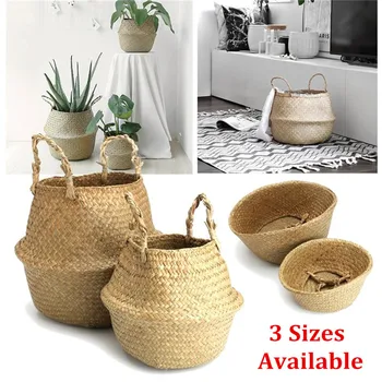 

3 Sizes Natural Colors Flower Basket Plant Pot Laundry Storage Holder Organizer Bag Pots Storage Basket Home Garden Decoration