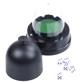 

XSXS--Automatic Dice Roller Cup Battery Powered Pub Bar Party Game Play With 5 Dices Black