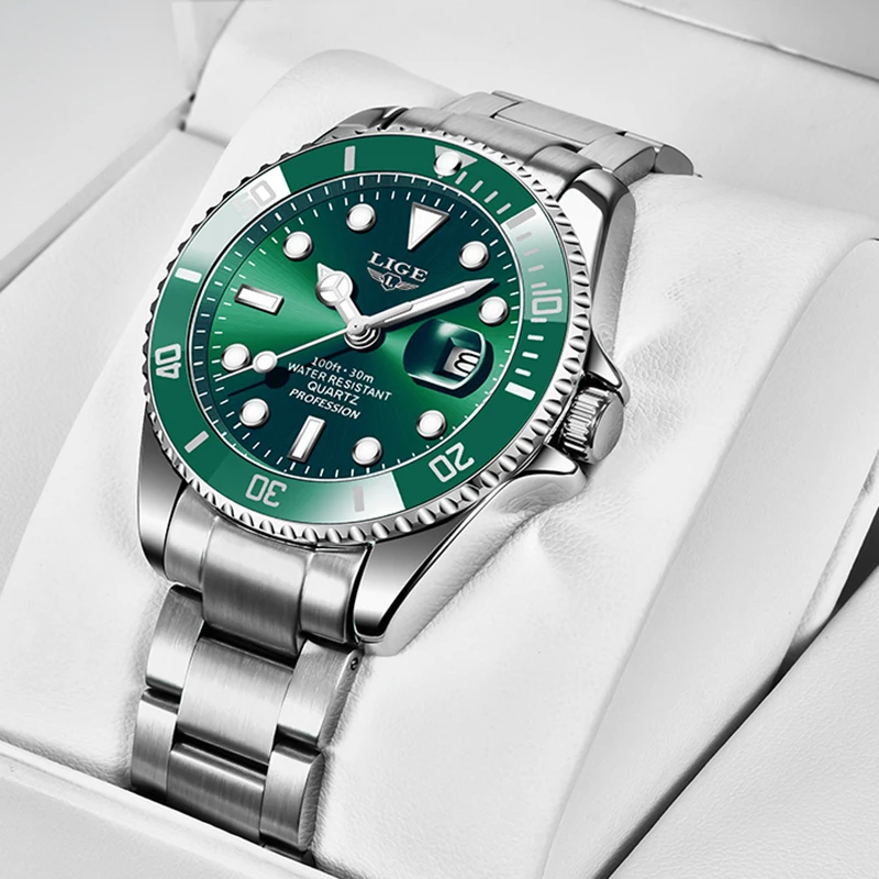 2022 New LIGE Mens Watches Fashion Business Waterproof Quartz Wrist Watch Men Top Brand Luxury Stainless Steel Sport Clock Male 