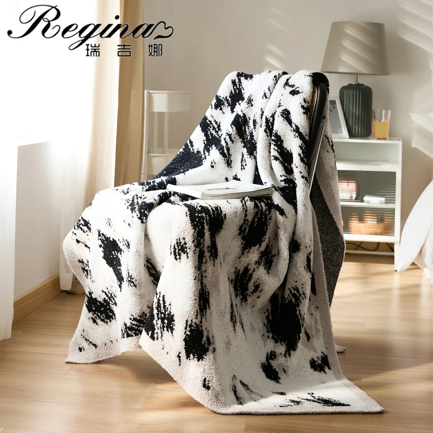 REGINA Hairy Furry Leopard Pattern Blanket Soft Warm Bed Sofa Wrap