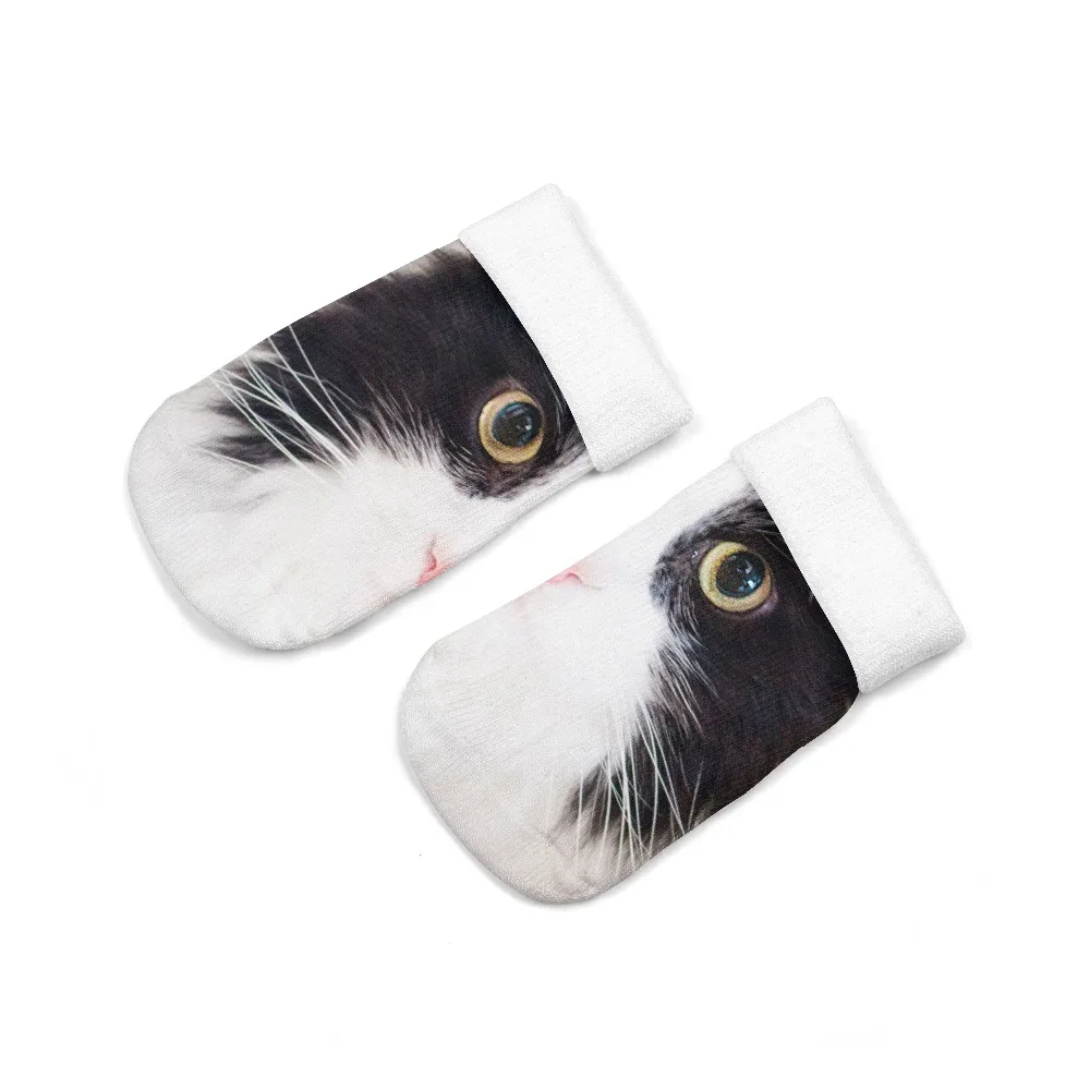 New Design 3D Printed Women Winter Christmas Socks Funny Creative Pet Cat Face Unisex Cotton Harajuku Ankle Socks Children Gift