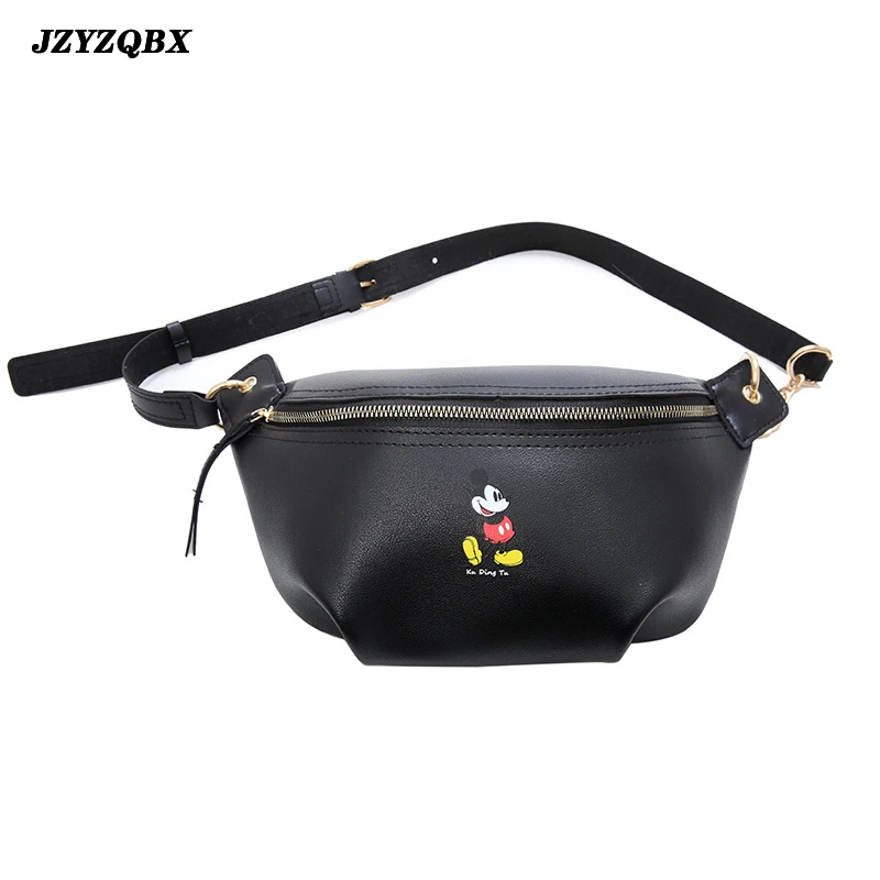 

Mickey Waist Pack 2020 Fashion Cartoon Mickey Chest Bag PU Leather Waterproof One Shoulder Diagonal Package Banana Bag Women Bag