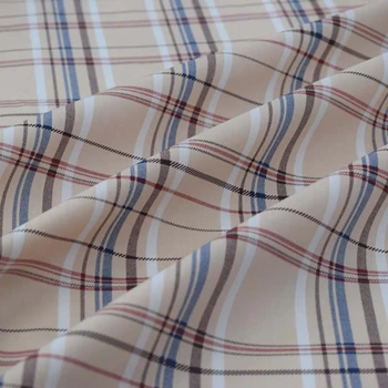 

2019 KPOP apricot plaid pure cotton fabric for dress tissu african bazin riche getzner tissus telas por metro patchwork stoffen