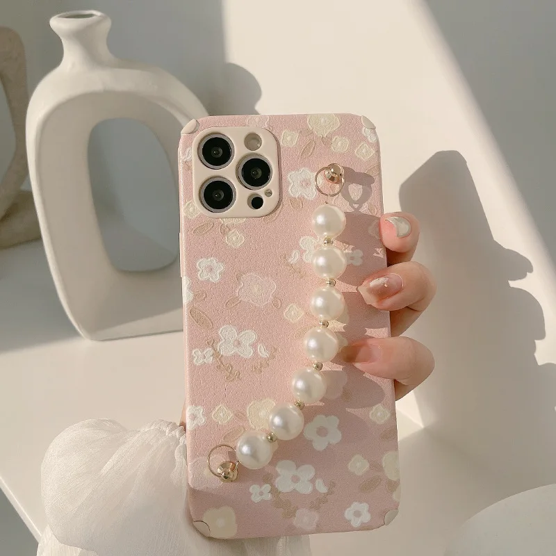 Art Pink Floral Flower Pearl Bracelet Phone Case For iPhone 12 Mini 11 Pro Max X Xs Max Xr 7 8 Puls SE Cases Soft Leather Cover Art Pink Floral Flower Pearl Bracelet Phone Case For iPhone 12 Mini 11 Pro Max X Xs Max Xr 7 8 Puls SE Cases Soft Leather Cover