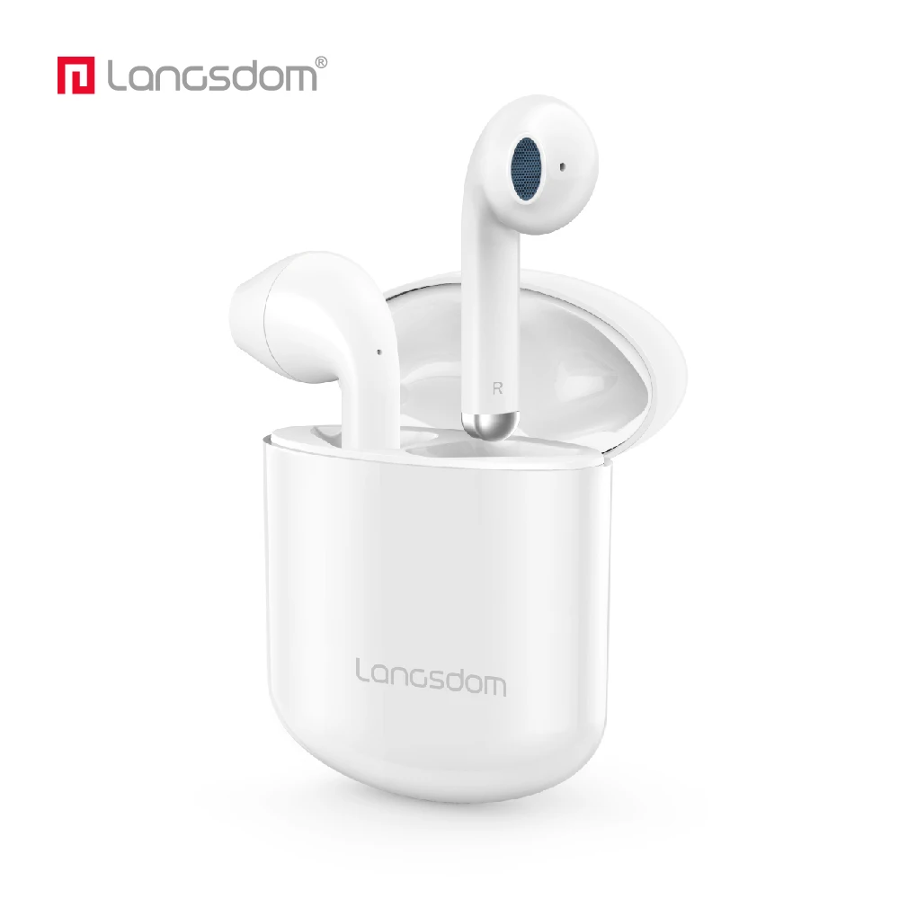 TWS Bluetooth Earphones Volume-Control Wilress-Earbuds Auriculares Langsdom True Dual-Mic