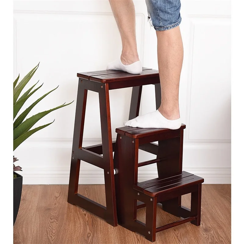 Portable Folding Multi Functional 3 Tier Ladder Wood Step Stool Portable Folding Multi Functional 3