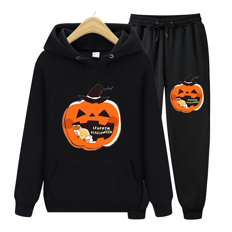 

Halloween Cute Print Fashion Outfits For Women Tracksuit Pullovers Hoodies And Casual Pants Black Sports Large Size 2 Piece Sets