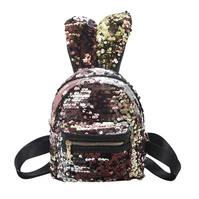 Yogodlns женский рюкзак с блестками с милыми заячьими ушками, двойная сумка на плечо, мини-рюкзаки для девочек, ранец для путешествий с блестками - Цвет: gold with pink