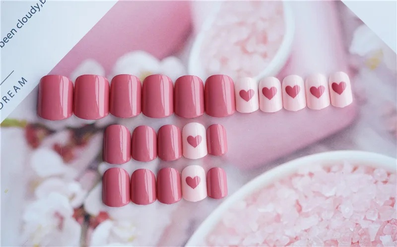 24pcs/Set European Long Matte False Nails Square Head Full Finished White Nail Art Decoration Fake Nails Faux Ongles with Glue