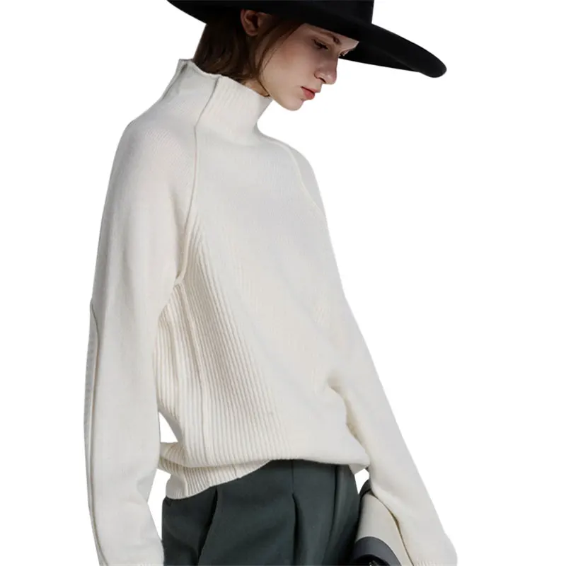 Осенний и зимний кашемировый свитер женский с высоким воротником утолщенный пуловер Свободный свитер большой размер Вязаная Шерстяная Рубашка