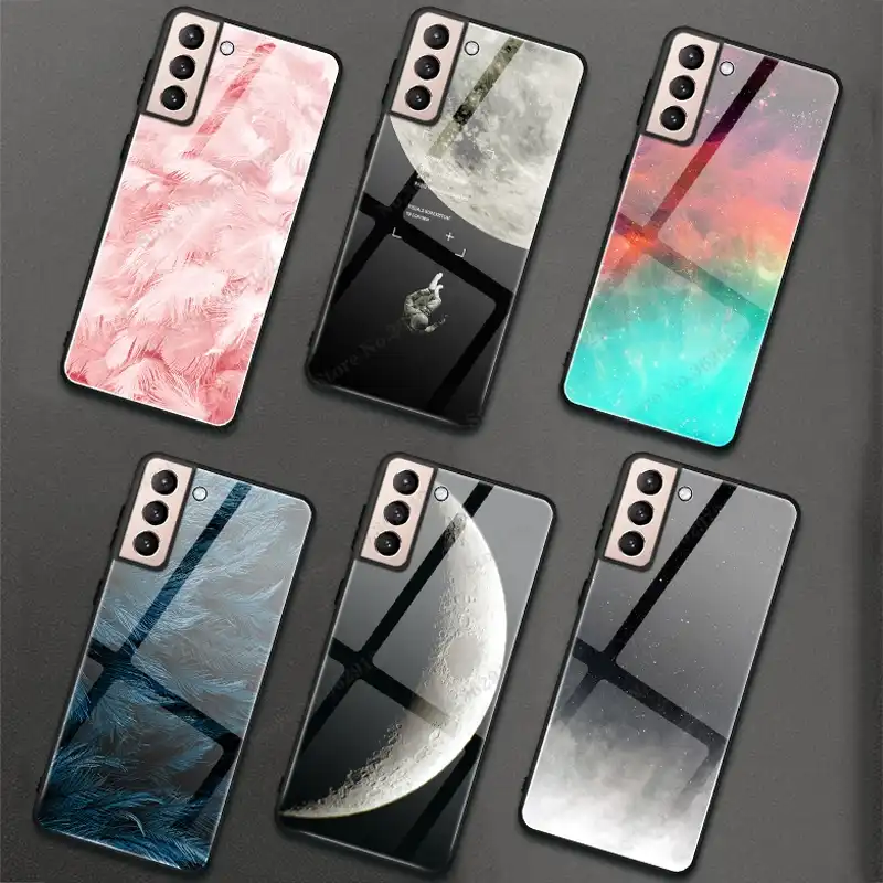 Color Case For Samsung Galaxy S21 Ultra Case For Samsung S21 Plus Cover For Galaxy S21 Coque Tempered Glass Hard Pc Cover Capa Phone Case Covers Aliexpress