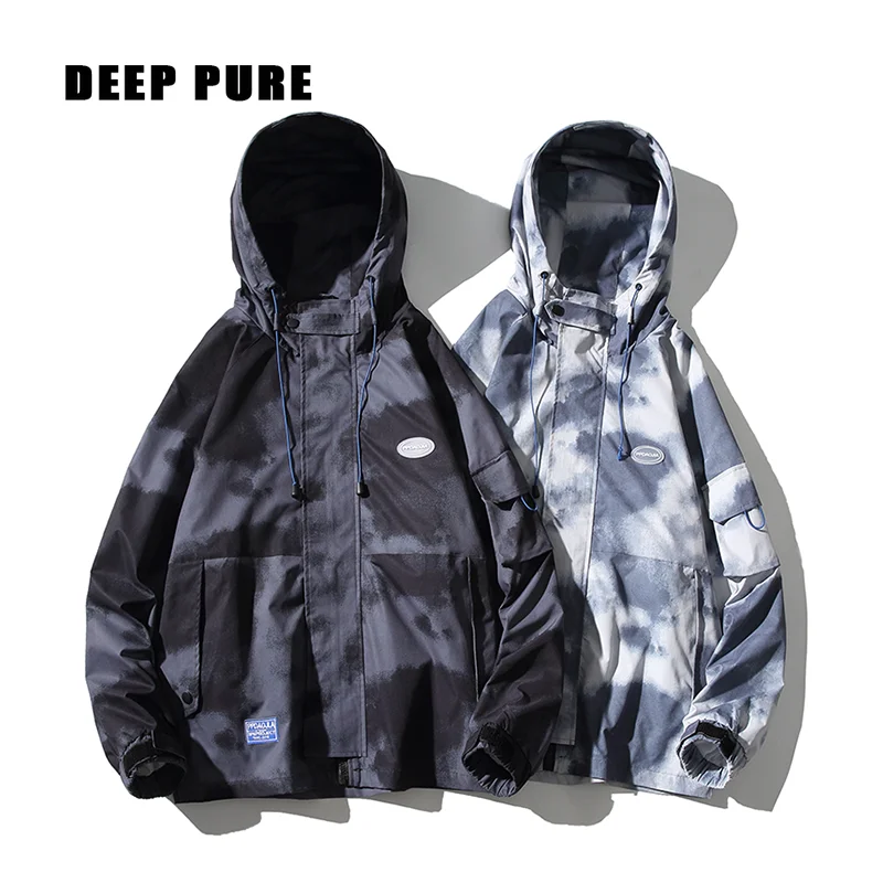 

Halo dyeing jacket men 2020 Autumn Jackets man Harajuku Men's clothing zipper Male Jackets streetwear fashion hooded Coats