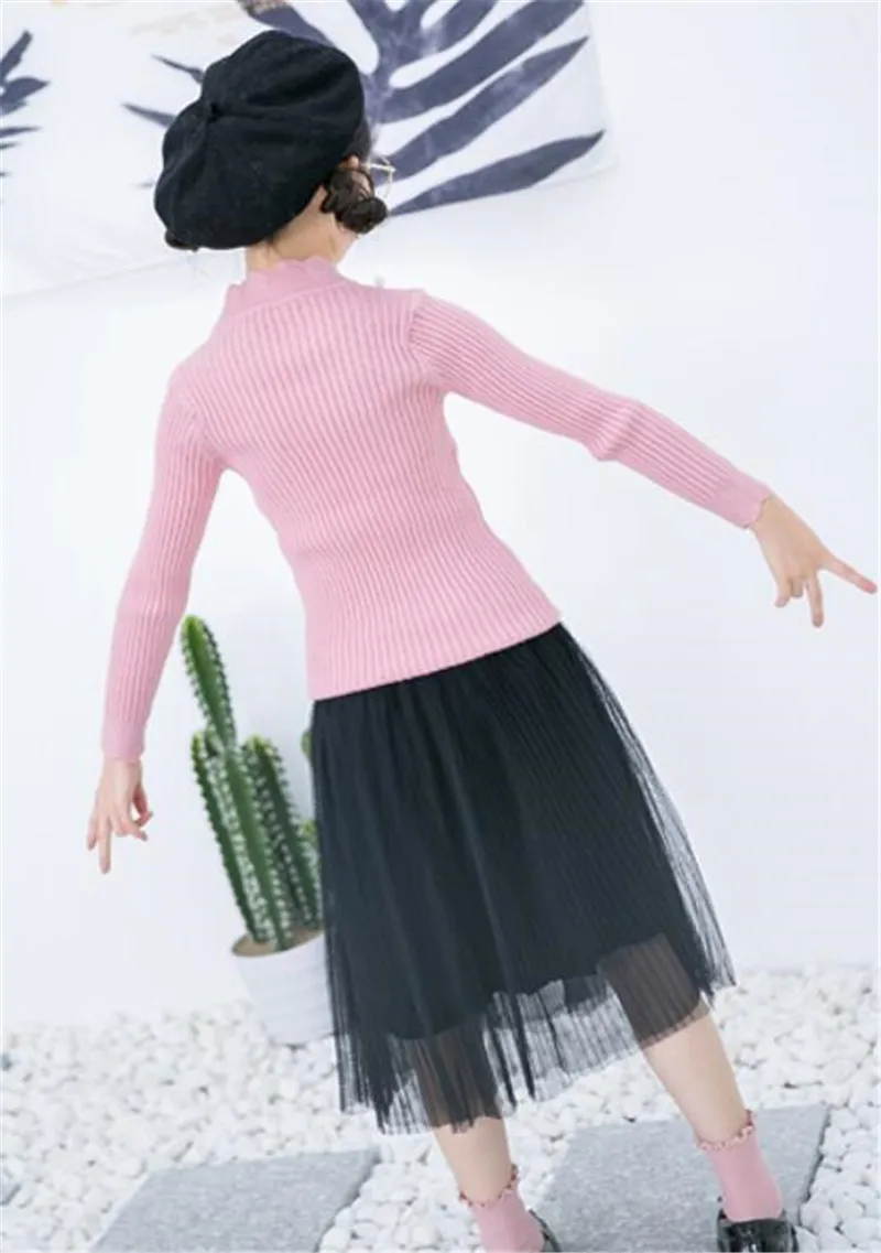 hot girls sweaters autumn and winter children's blouses bottoming shirts thick half-high collar children's sweaters