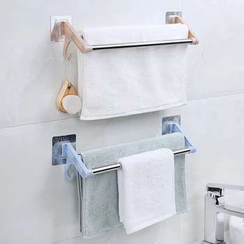 

Hot Stainless Steel Double Towel Bar Rotating Towel Rack Bathroom Kitchen Wall-mounted Towel Polished Rack Holder Double Holder