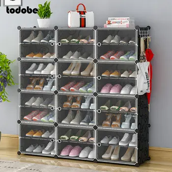 

Modular Shoe Cabinet Plastic Steel Combination Shoes Boots Storage Organizer Saving Space Closet Holder DIY Assembled Shoe Rack