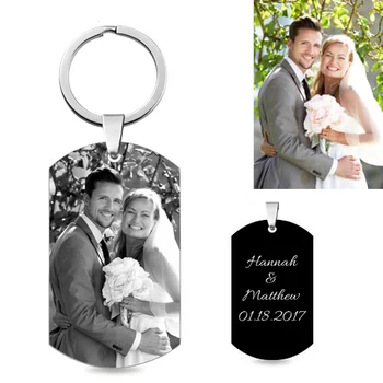 

AILIN Titanium Steel Keychain Personalized Photo Engraving Keychain Dog Tag Keychain Gift