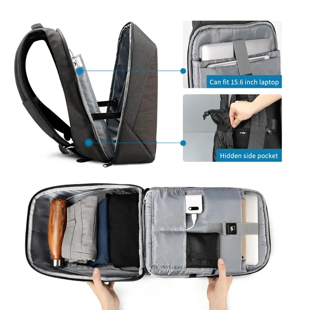  Tigernu anti theft laptop backpack usb charging 15.6 backpacks men slim waterproof school backpack 