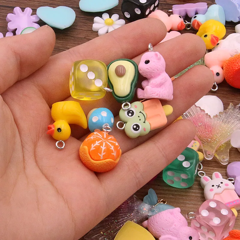 Resin Earring Charms Diy Findings Keychain Bracelets Pendant 10Pcs 27 Styles Mix Fruit Animals Flowers For Jewelry Making, resin charms,animal charms,jewelry charms