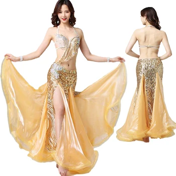 

New belly dance rhinestone bra sexy skirt suit for women girls stage belly dance costumes strap backness performanc 2pcs