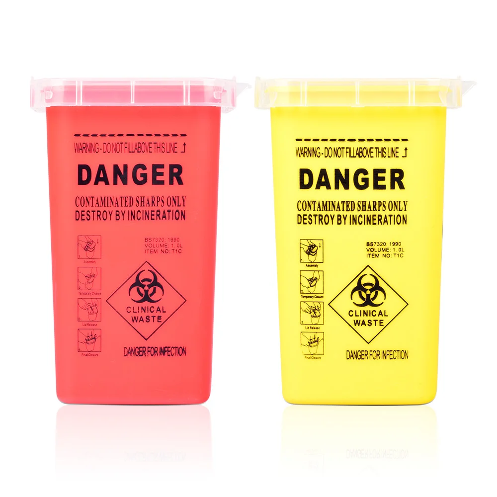 1Л емкость Шарп контейнер медицинские Иглы Bin Biohazard иглы для пирсинга избавление