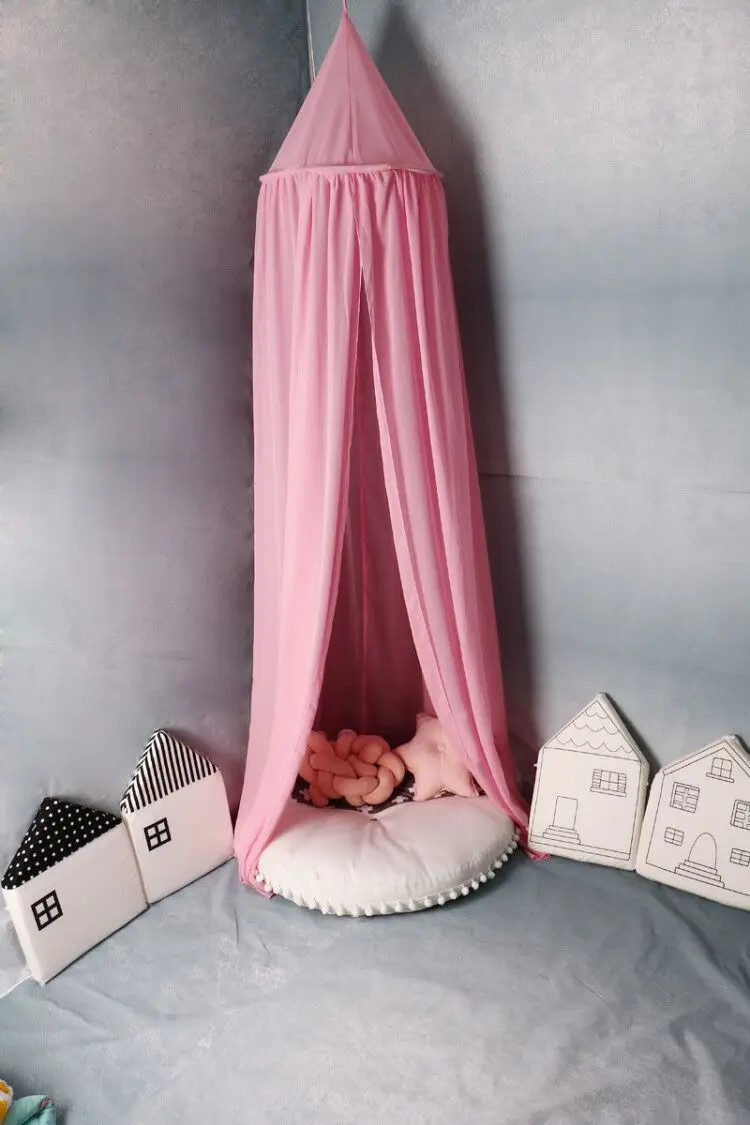Розовый Модная детская кровать навес, противомоскитная сетка ткань Новогоднее украшение путешествия Кемпинг занавес для детей девочек мальчиков домашняя кровать крышка - Цвет: Розовый