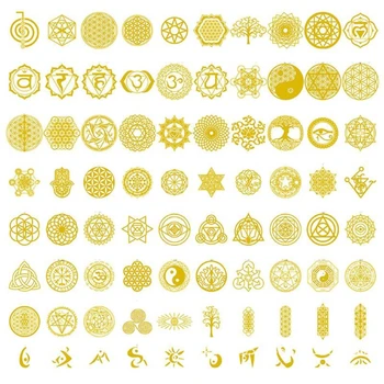 

80Pcs Sacred Geometric Copper Orgonite Sticker Flower Life Tree DIY Energy Tower Pyramid Material Epoxy Resin Art Crafts