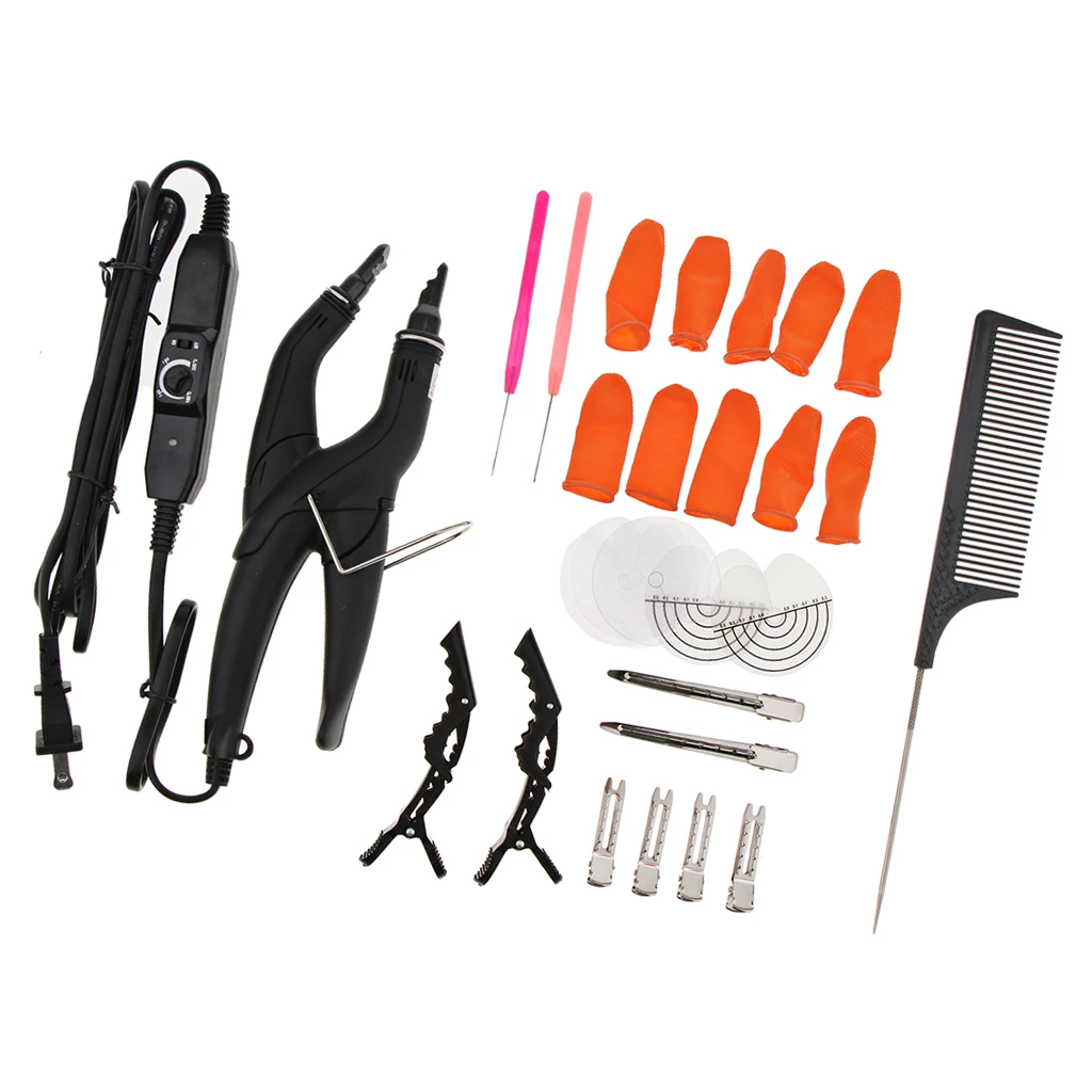 Professional Pre-Bonded Hair Extensions Fusion Keratin Heat Iron Connector Wand Apply Tool Kit - US Plug