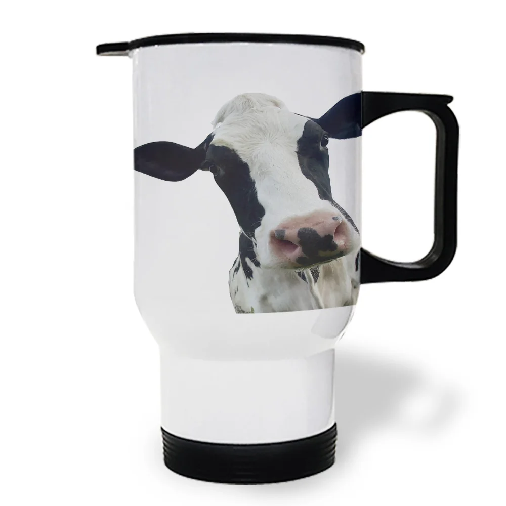 Cow Black White Animal Travel Coffee Mug Spill Proof Stainless Steel Leak Resistant Cute Cups For Women | Дом и сад