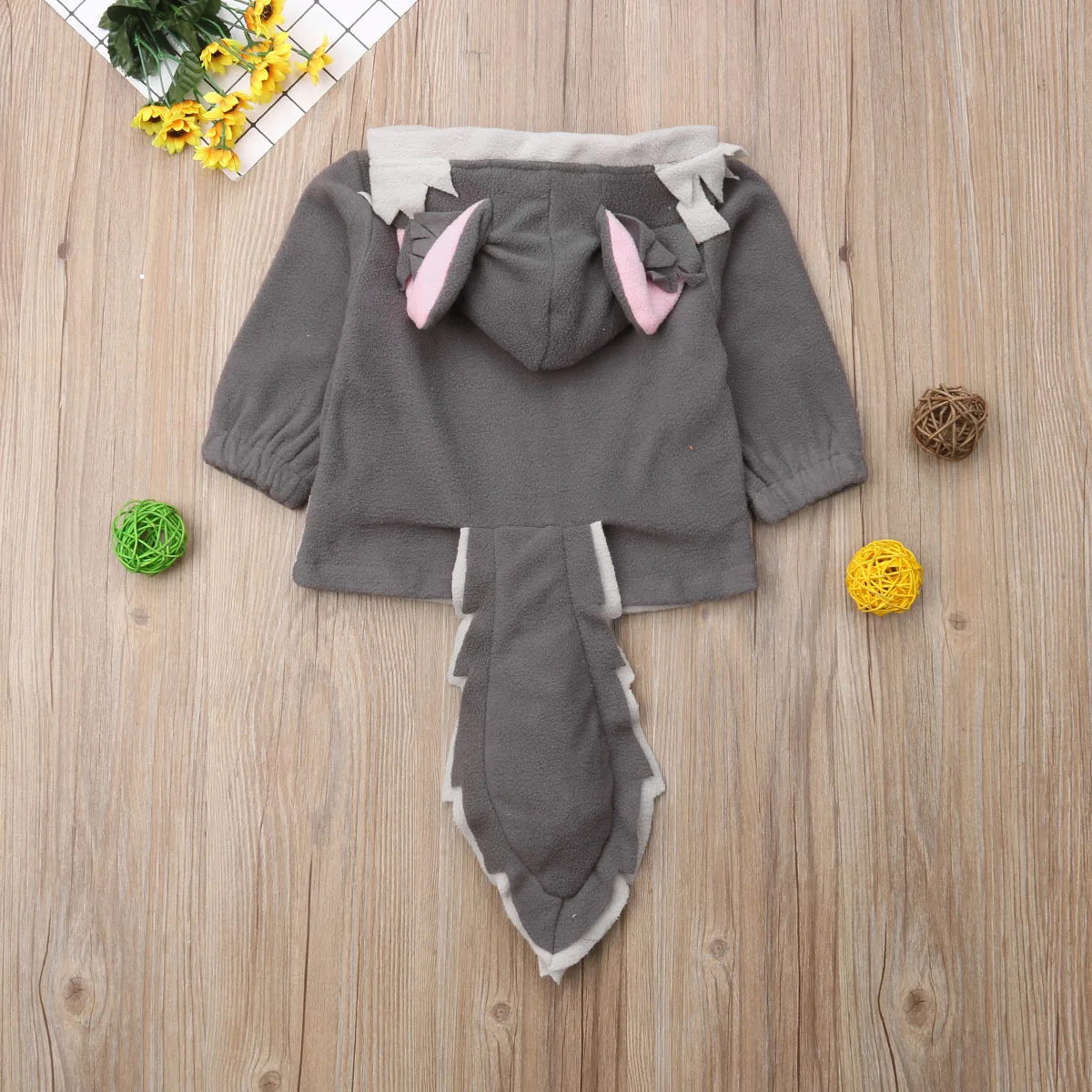 Коллекция года, весенне-осенняя одежда для малышей Верхняя одежда для маленьких девочек с героями мультфильмов флисовое пальто с капюшоном и объемными ушками, куртка костюм с длинными рукавами