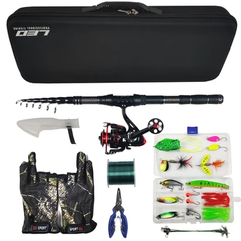 HOT SALE ❤️ 2020 new black carbon spinning fishing rod combo telescopic rod reel portable travel fishing set bass carp pike stick 1.8-3m A1 - discount item 30% OFF Sports & Entertainment