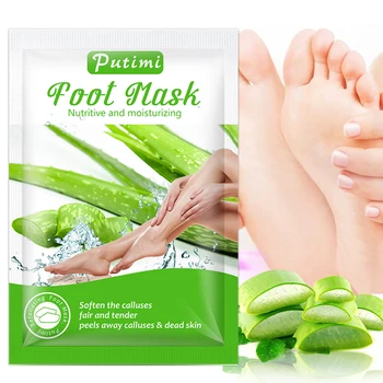 

PUTIMI Aloe Exfoliating Foot Mask Feet Mask Remove Callus Hard Dead Skin Cuticles Spa Peel Feet Mask Socks for Pedicure Socks