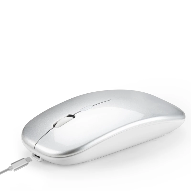 Беспроводная мышь компьютер Bluetooth мышь тихий ПК мышь перезаряжаемая эргономичная мышь 2,4 ГГц USB оптическая мышь для портативных ПК(Silve