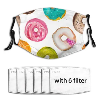 

Watercolor Donuts Cute Mouth Mask Reusable Dust Face Masks Replaceable Filter Waterproof Mask