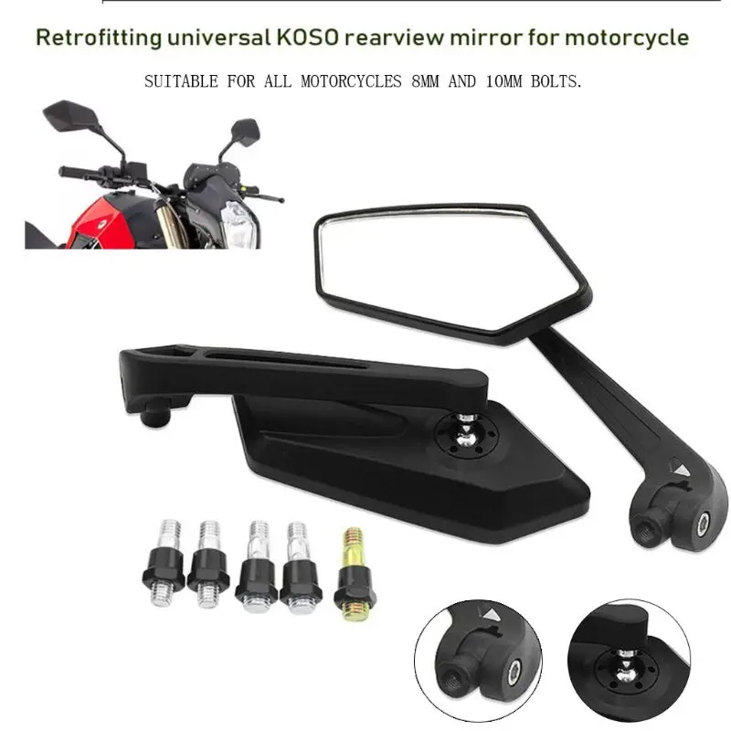 

A Pair Black Motorcycle Rearview Side Mirrors Motorbike Modification Accessories U1JF