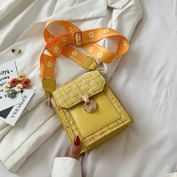 

High Quality Women Purse and Handbags 2020 Fashion Casual Wide Straps Shoulder Messenger Bags Niche Designer Small Square Bags
