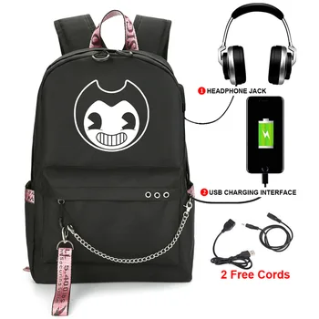 

Bendy and the Ink Machine Capacity Backpack For Teenagers USB Charge School Bags For Boys Girls Casual Laptop Mochila Sac a dos