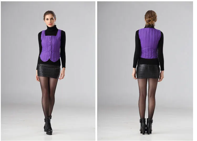 Xingzi производители среднего возраста мода вниз перо лайнер зима Женская Slim Fit Теплый жилет