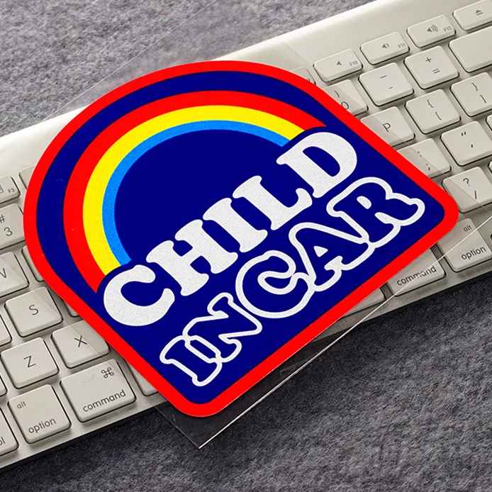 Car Styling Vinyl Cartoon Child In Car Rainbow Automobile Motorcycle